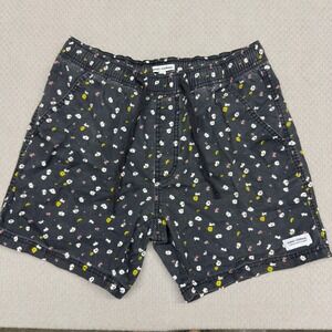 Banks Journal Shorts Mens 32 Black Floral Cotton Blend Elastic Waist Drawstring